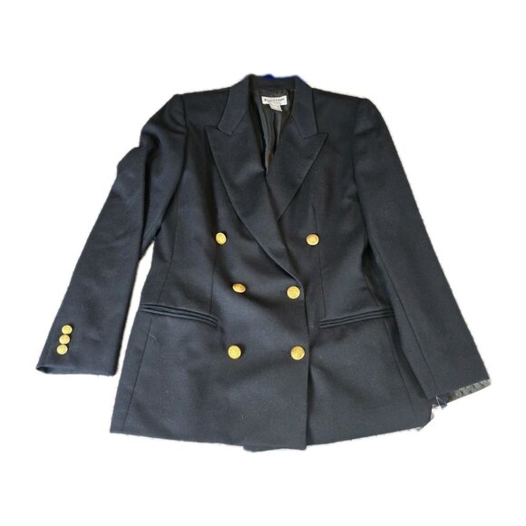 PENDLETON Vintage Double Breasted Blazer Jacket 100% Virgin Wool Black Career - Picture 1 of 13